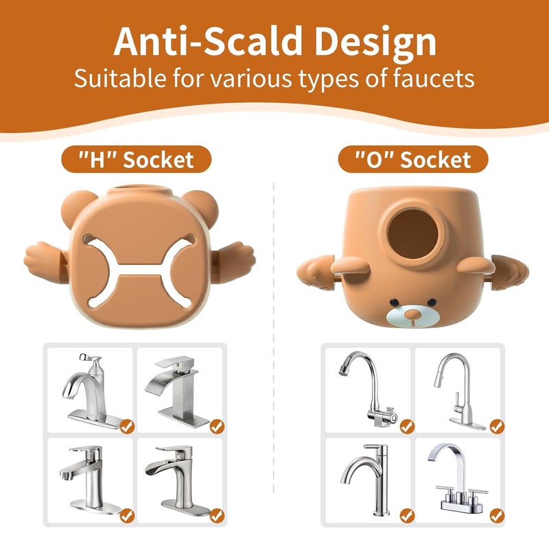 SKYROKU Faucet Extender for Toddlers, Sink Extenders with Temperature Sensitive for Kids Hand Washing Sink Faucet Extension,Suitable for Bathroom Sink, Kitchen,Bathtub.(Brown) (Brown&Grey) - Image 4